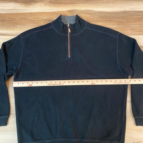Tommy Bahama Sweater Mens Large 1/4 Zip Reversible Flip Side Black Gray - Picture 6 of 9